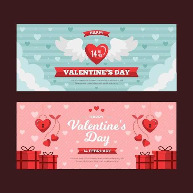 Flache design valentinstag banner vorlage