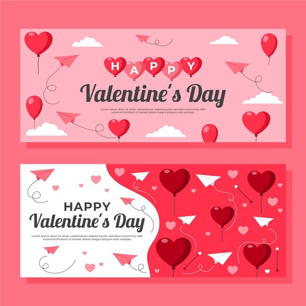 Flache Design Valentinstag Banner Vorlage