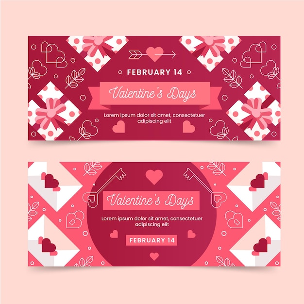 Flache design valentinstag banner vorlage