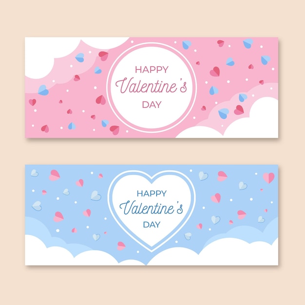 Flache design valentinstag banner vorlage