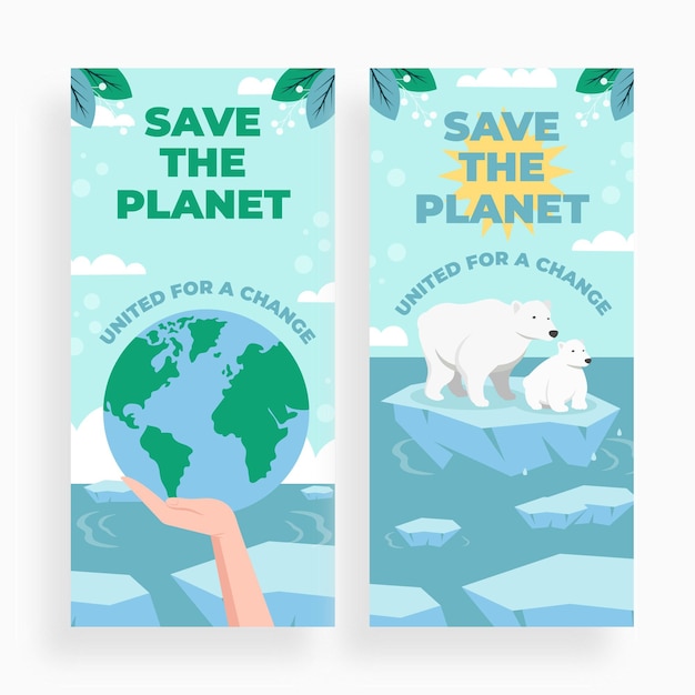 Flache design-vorlage für klimawandel-banner