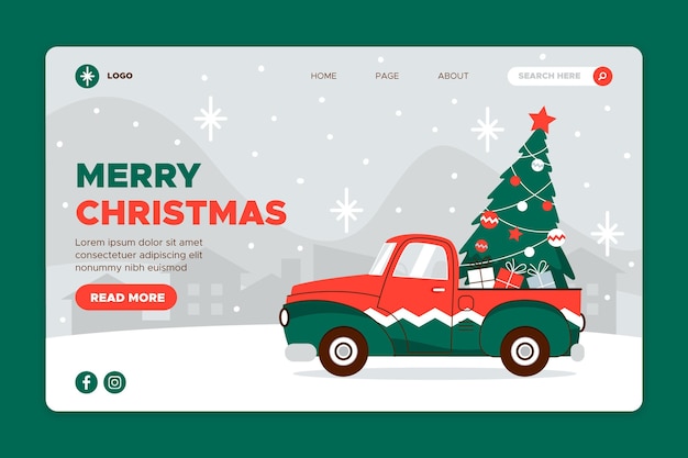 Kostenloser Vektor flache design weihnachten landingpage vorlage