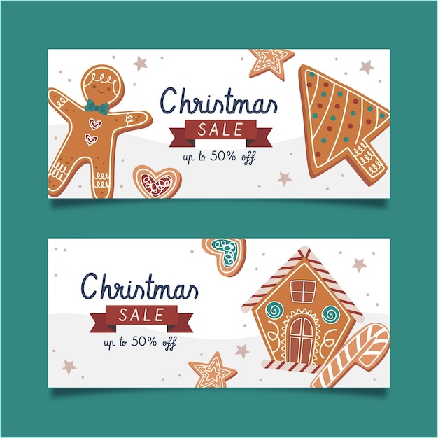 Flache design weihnachten verkauf banner vorlage