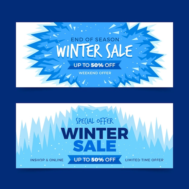 Kostenloser Vektor flache design winter sale banner