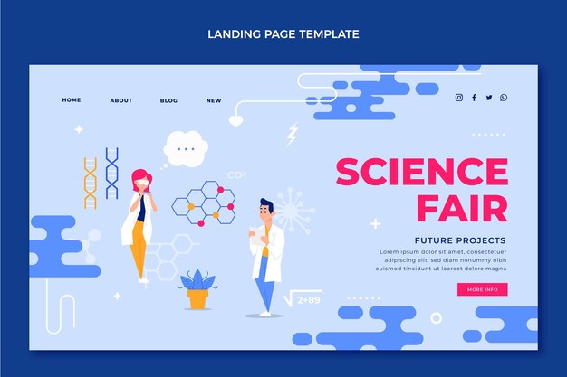 Kostenloser Vektor flache design-wissenschafts-landingpage-vorlage