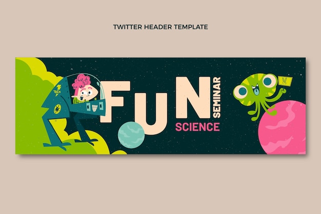 Flache Design-Wissenschafts-Twitter-Header-Vorlage
