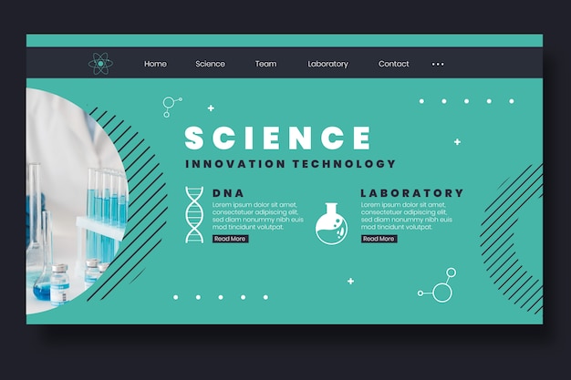 Kostenloser Vektor flache design-wissenschafts-webvorlage