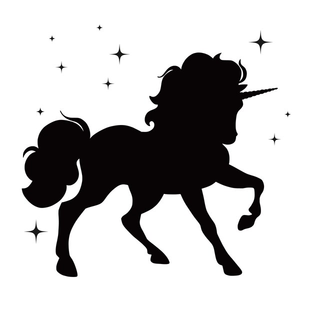 Flache Designillustration der Einhornschattenbild