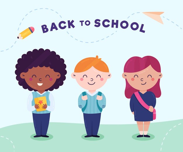 Flache Designkinder zurück zur Schule