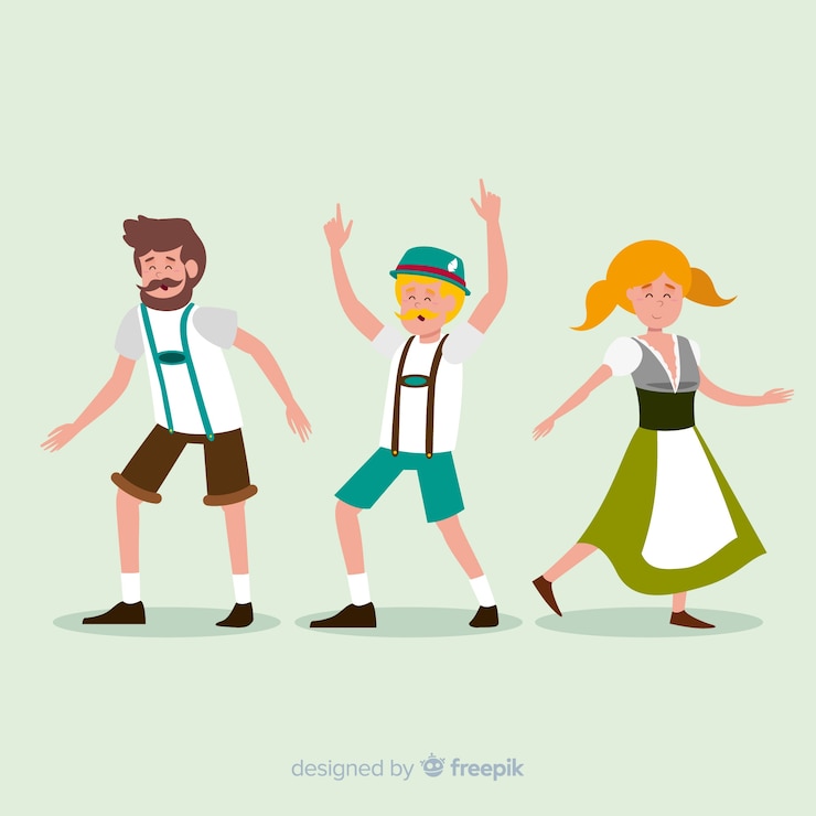 Kostenlose Vektor flache designleute, die oktoberfest feiern