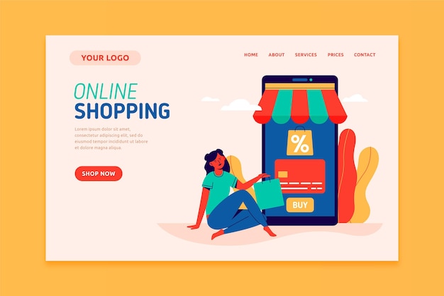 Flache Designvorlage für Online-Zielseiten