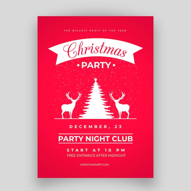Flache Designweihnachtsfeierplakatschablone