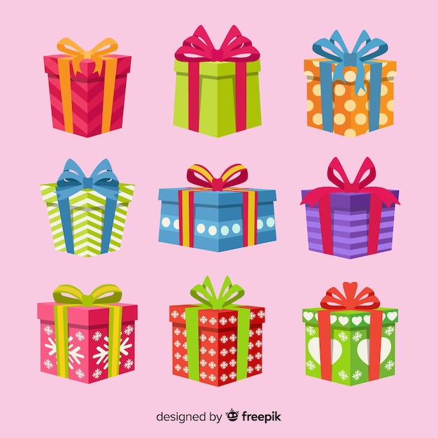 Flache Designweihnachtsgeschenksammlung