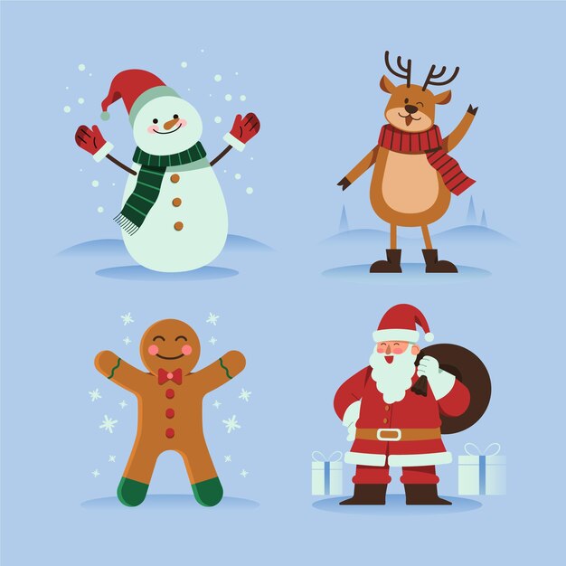 Flache Designweihnachtszeichensammlung