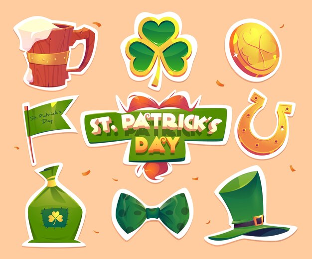 Kostenloser Vektor flache detaillierte st. patrick's day elemente