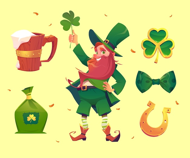 Flache detaillierte st. patrick's day elemente