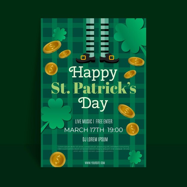 Flache detaillierte st. patrick's day flyer