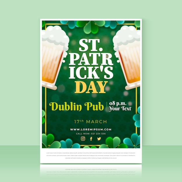 Flache detaillierte st. patrick's day poster vorlage