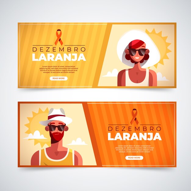 Flache Dezembro Laranja-Banner-Set
