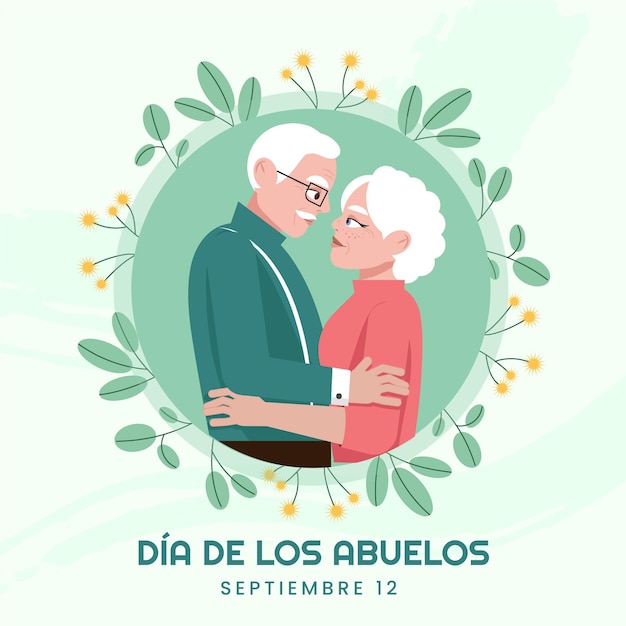 Flache dia de los abuelos illustration