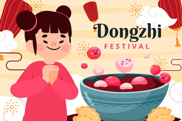 Kostenloser Vektor flache dongzhi-festivalillustration