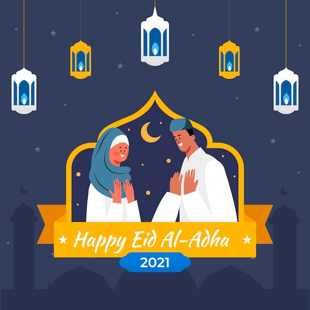 Flache eid al-adha feierillustration