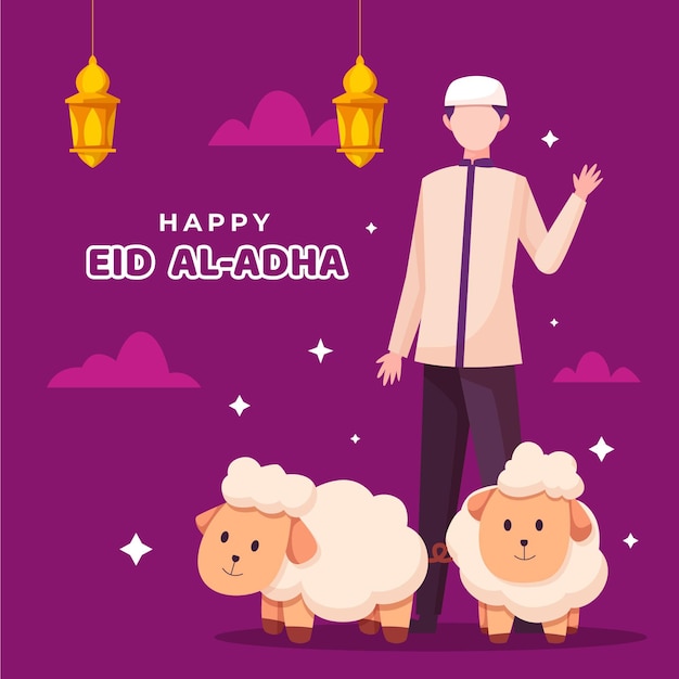 Flache eid al-adha Feierillustration