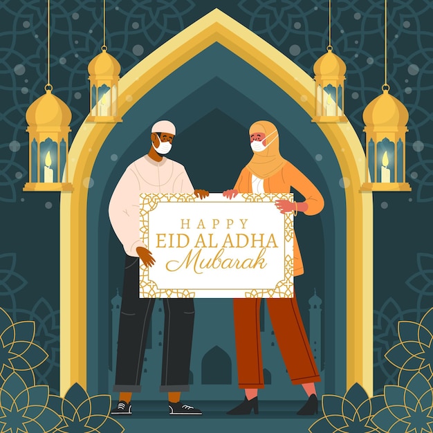 Kostenloser Vektor flache eid al-adha illustration