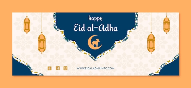 Kostenloser Vektor flache eid al-adha-social-media-cover-vorlage