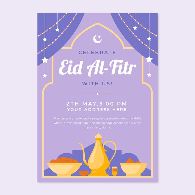 Flache eid al-fitr Einladungsvorlage