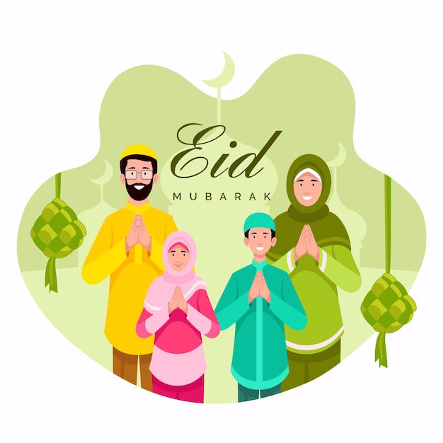 Flache eid al-fitr illustration