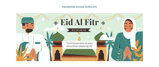 Kostenloser Vektor flache eid al-fitr-social-media-cover-vorlage