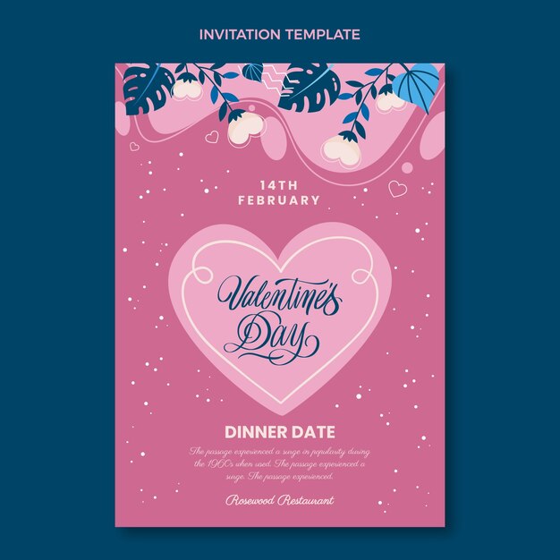 Flache Einladungsvorlage zum Valentinstag