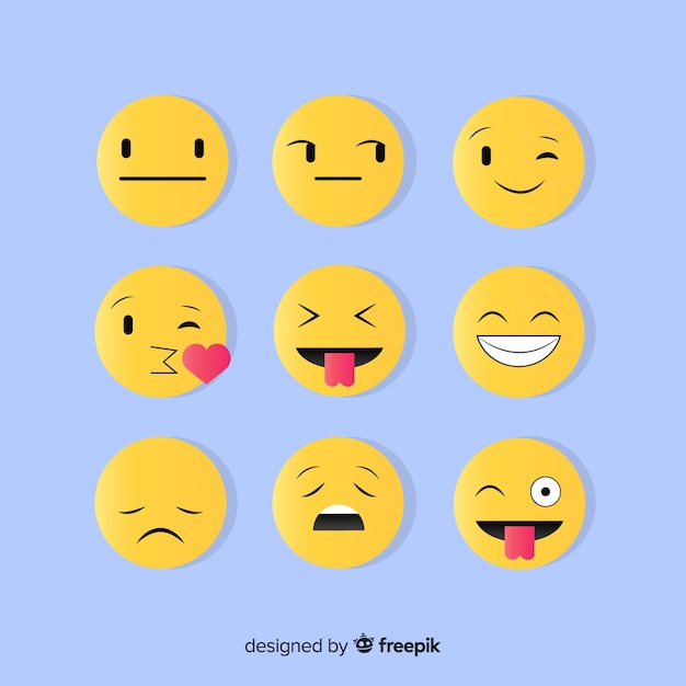 Kostenloser Vektor flache emoticon-reaktion-sammlung