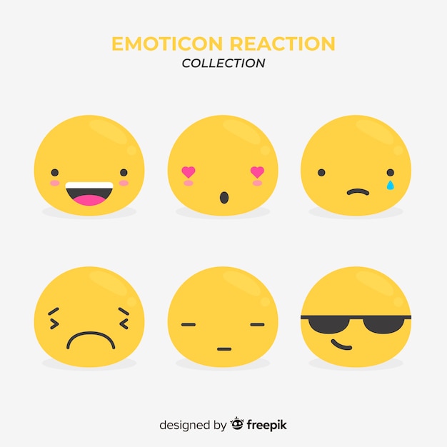 Kostenloser Vektor flache emoticon-reaktion-sammlung