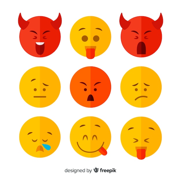 Kostenloser Vektor flache emoticon-reaktion-sammlung