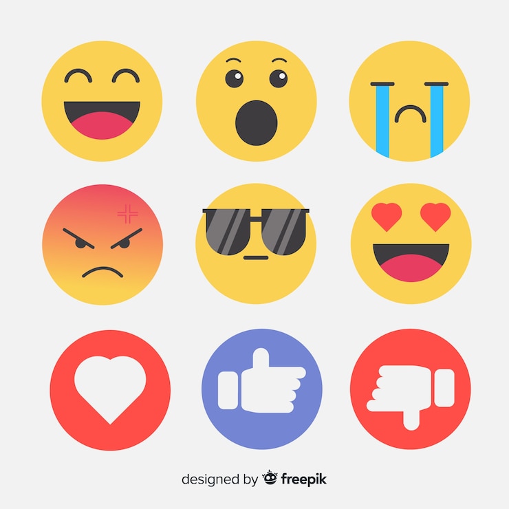 Kostenlose Vektor flache emoticon-reaktionssammlung