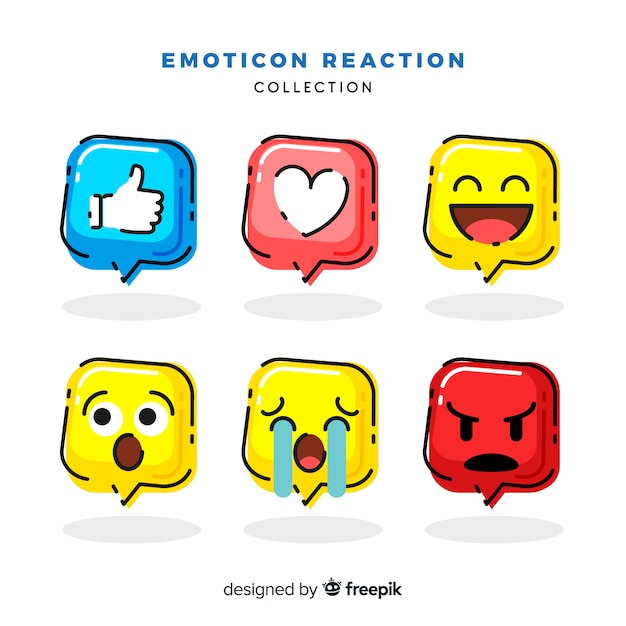 Kostenloser Vektor flache emoticon-reaktionssammlung