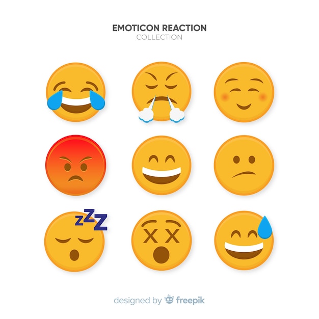 Flache Emoticon-Reaktionssammlung