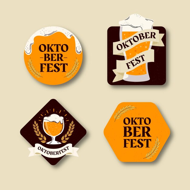 Kostenloser Vektor flache etikettenkollektion für das oktoberfest