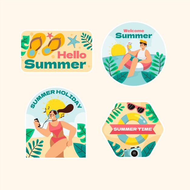 Flache Etikettenkollektion für den Sommer
