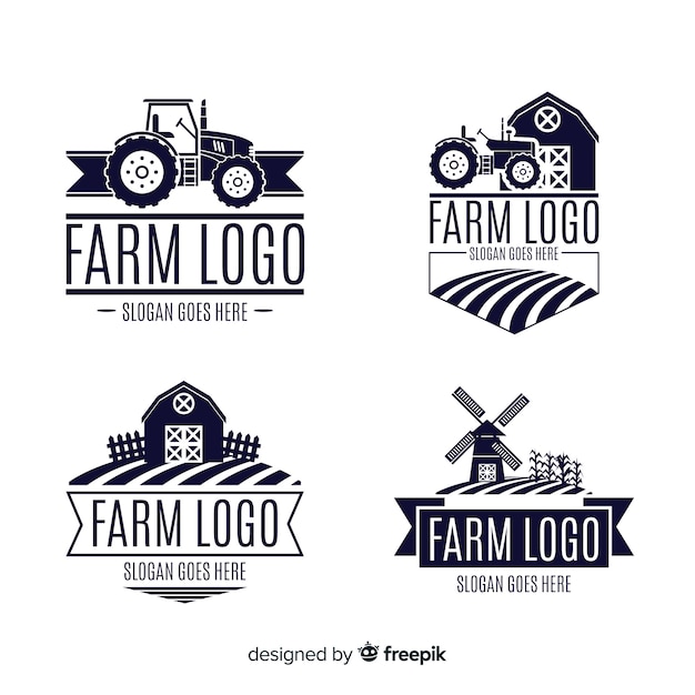 Kostenloser Vektor flache farm-logo-auflistung