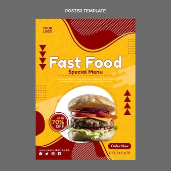 Flache fast-food-plakatvorlage