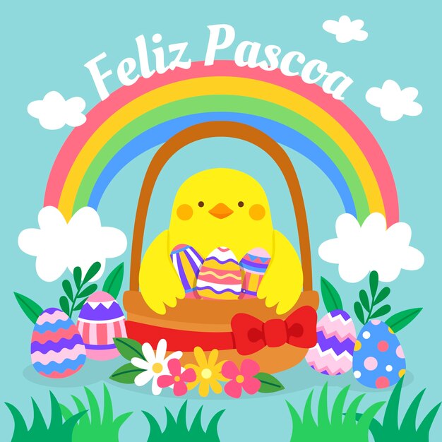 Kostenloser Vektor flache feliz pascoa-illustration