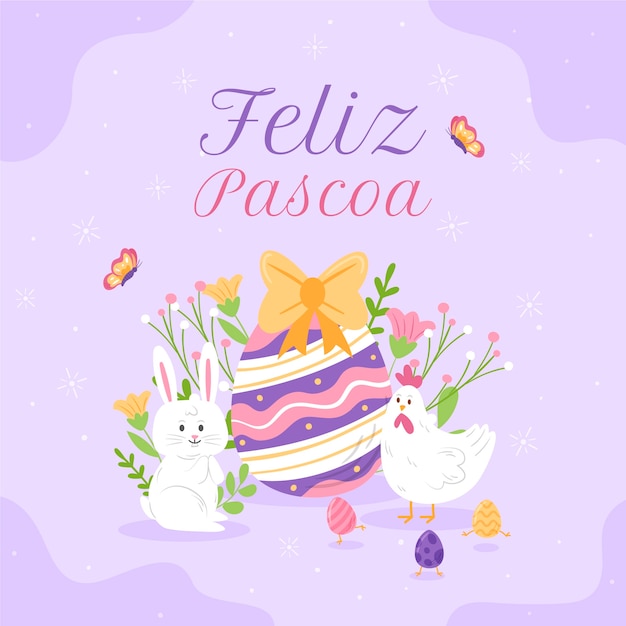 Kostenloser Vektor flache feliz pascoa-illustration