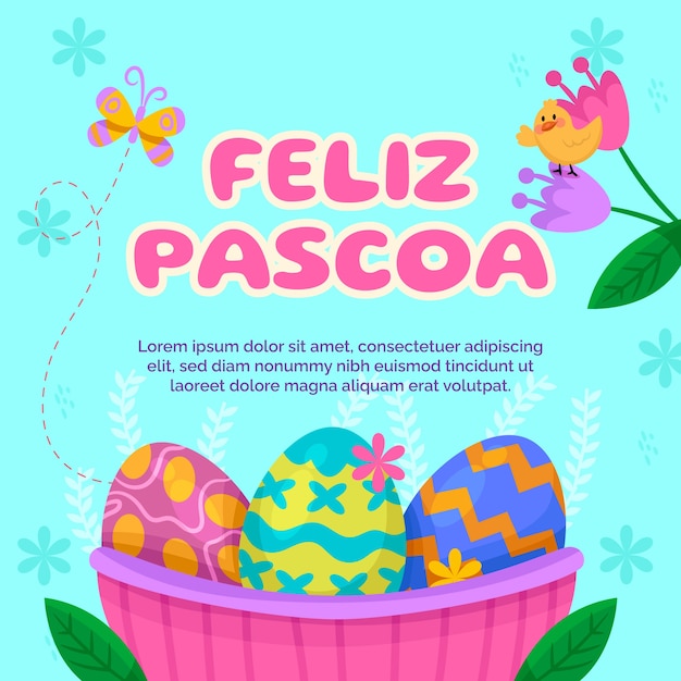 Kostenloser Vektor flache feliz pascoa-illustration