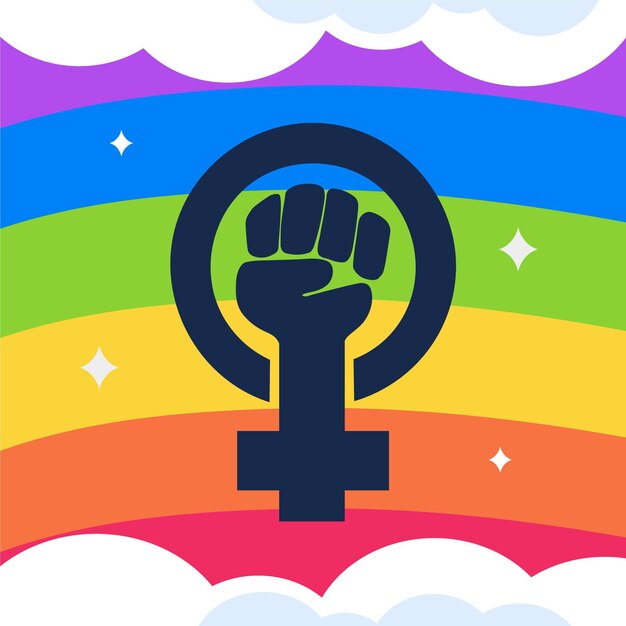 Kostenloser Vektor flache feministische lgbt + flagge