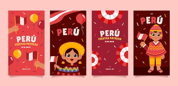 Flache fiestas patrias peru instagram geschichten sammlung