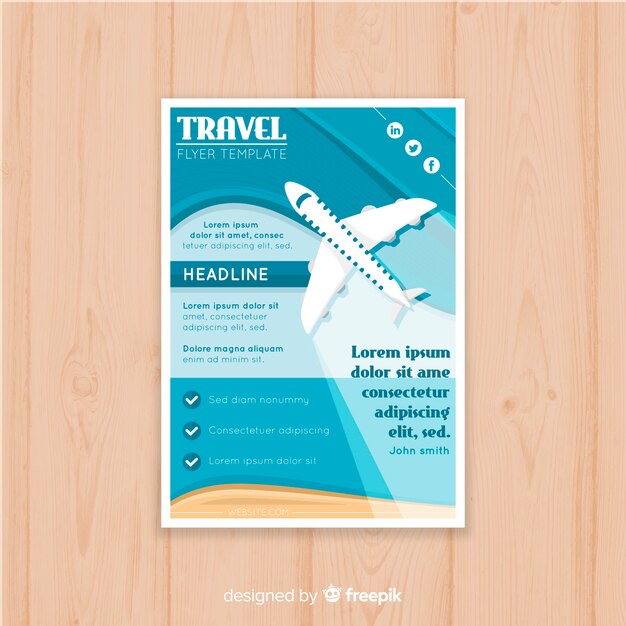 Flache flache Reise-Flyer-Vorlage