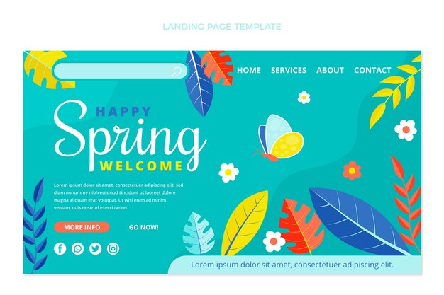 Flache Frühlings-Landingpage-Vorlage